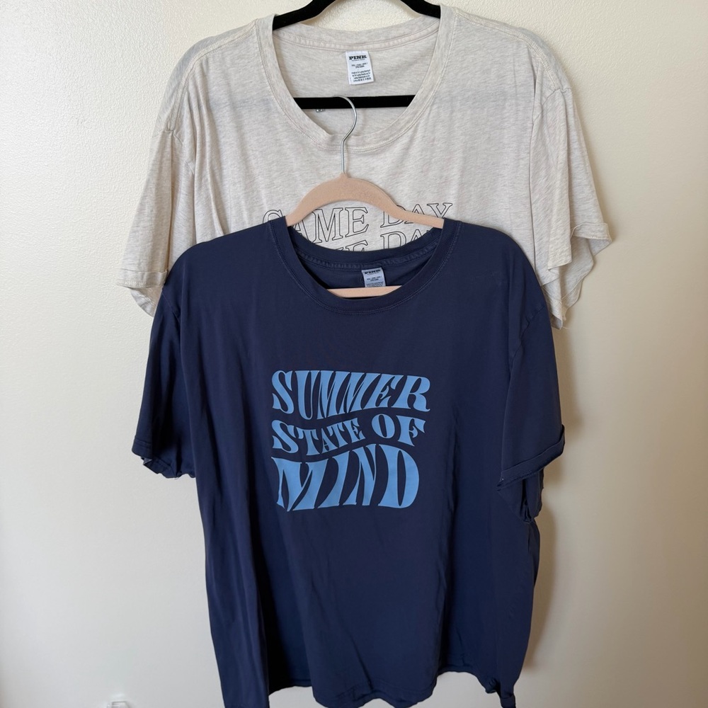 VS PINK Summer State of Mind & Game Day Graphic Tee Bundle